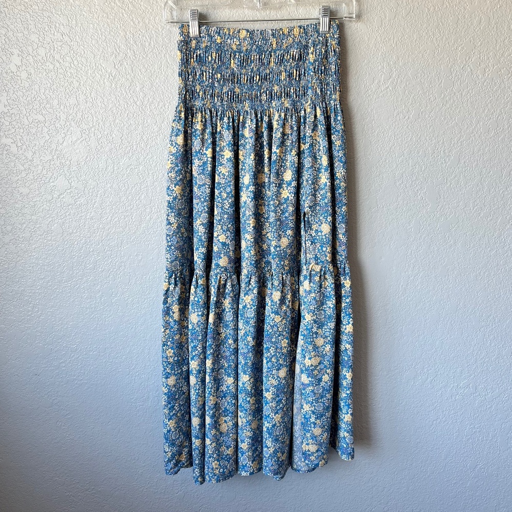 NATURAL LIFE Blue Floral Midi Skirt